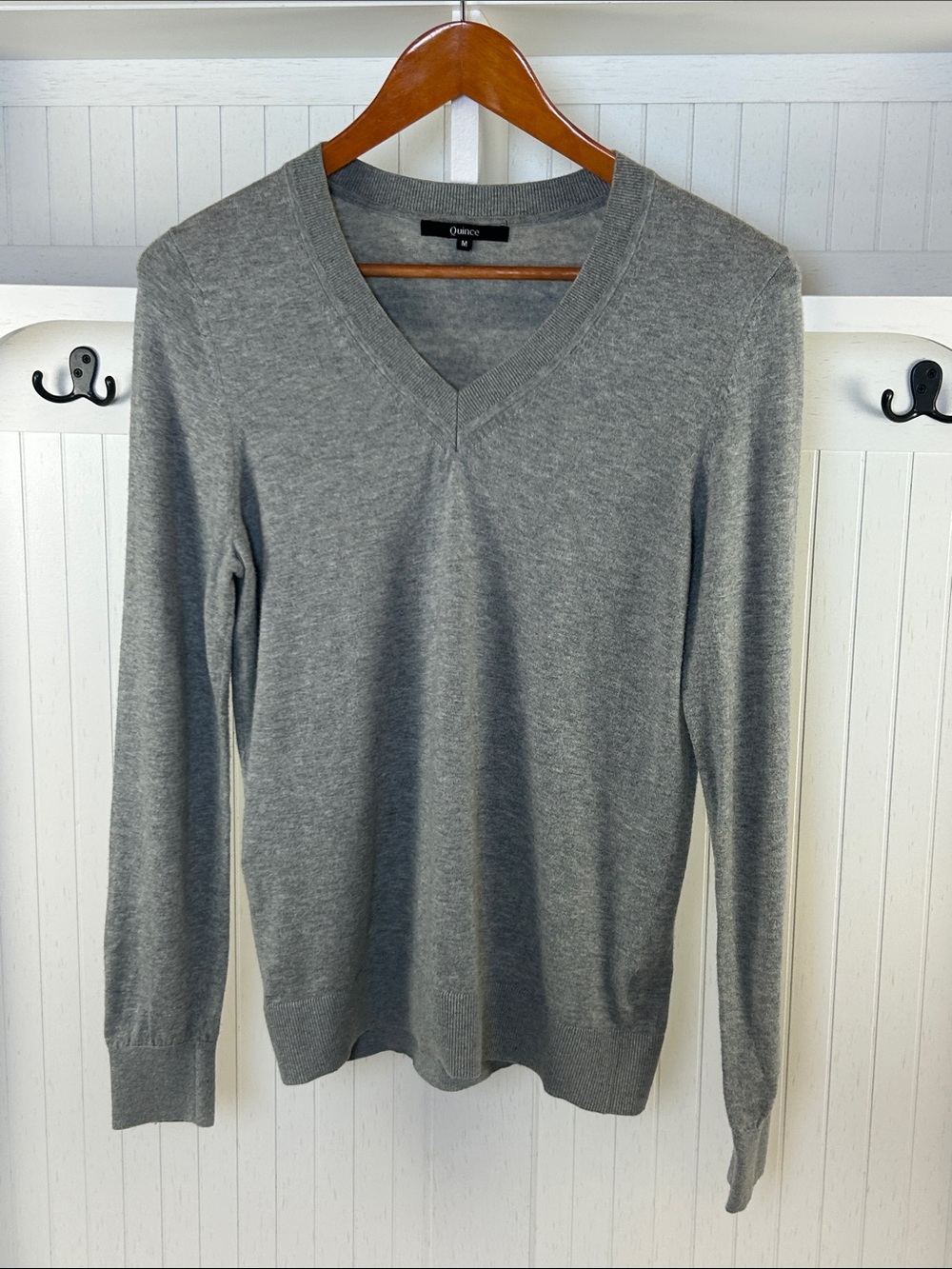 Quince Lightweight Cotton Cashmere V-neck Sweater Womens M